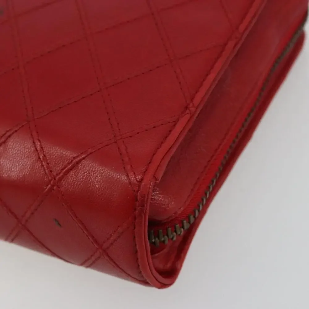 Chanel Lambskin Leather Bicolore Pouch Red